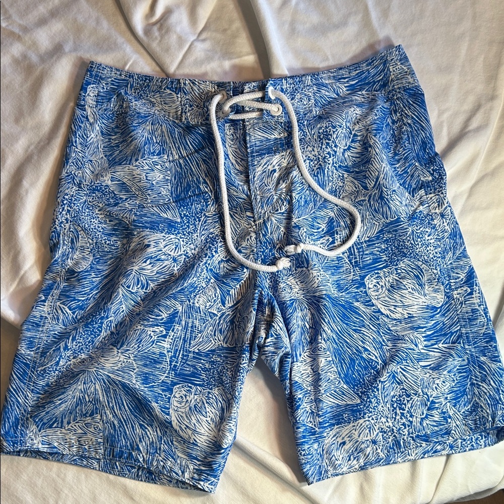 Abercrombie & Fitch Blue and White Patterned Swim Shorts